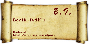 Borik Iván névjegykártya