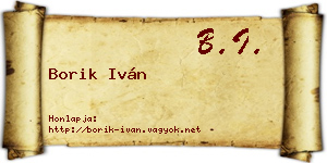 Borik Iván névjegykártya